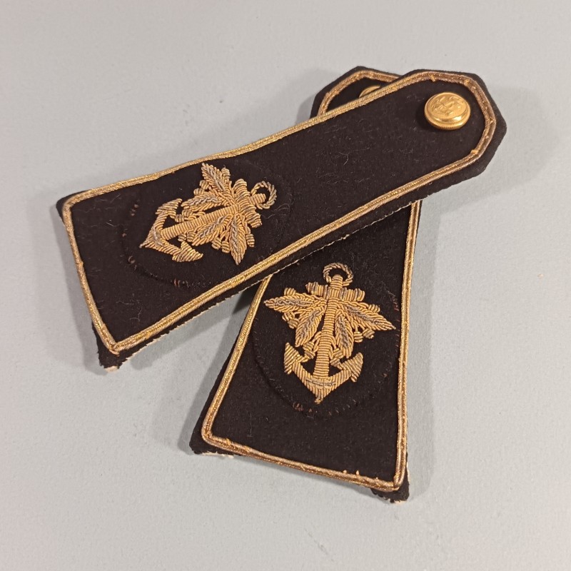 PAIRE D'EPAULETTES D'OFFICIER DE MARINE POUR LA TENUE DE GALA OU LE SPENCER ANCRE ET FEUILLAGE
